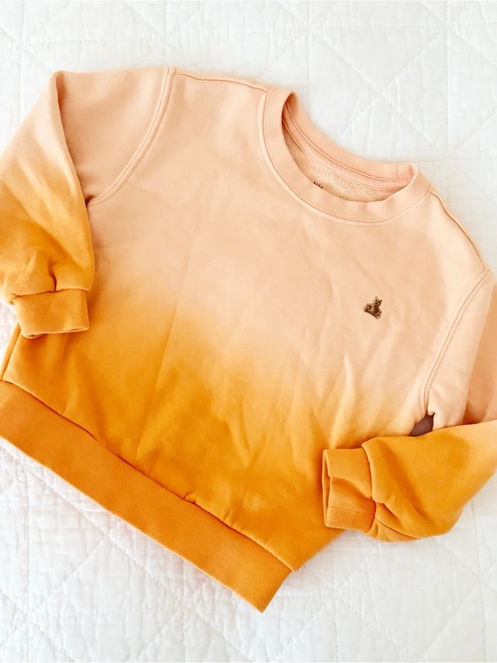 Gap Kids 3T Dip-Dye Orange Ombre Crewneck Sweater